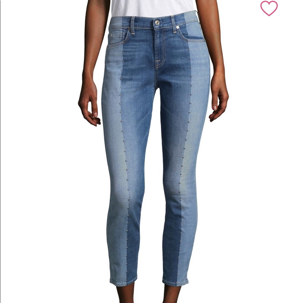7FAM EUC Studded 2-tone Skinny Ankle Jeans 26 Hot!